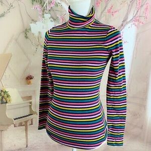 J. Crew Multicolor Striped Turtleneck